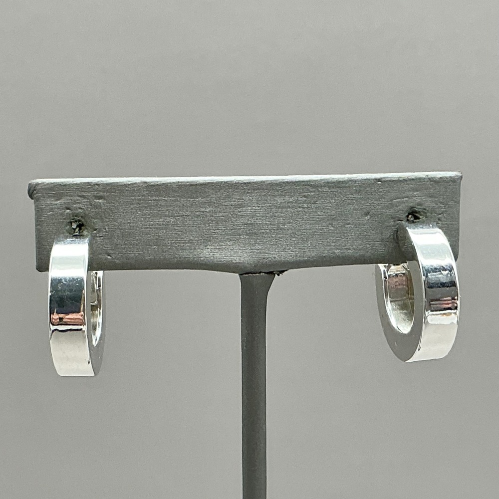Monet Hoop Earrings Women Silver Tone Bold Chunky Wide Thick Pierced Hinge Back